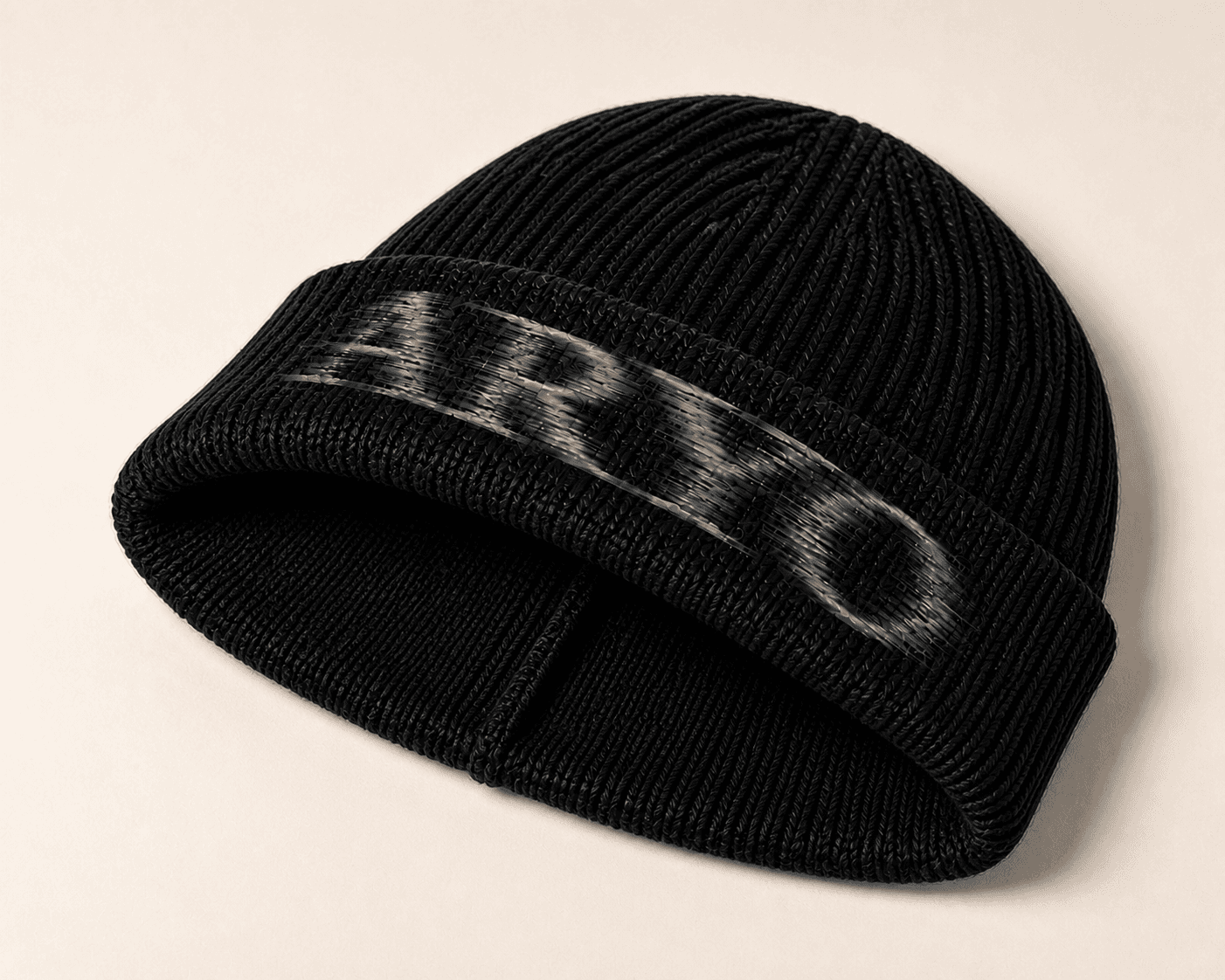 Gozar ARYO Beanie in Noir, inside construction detail