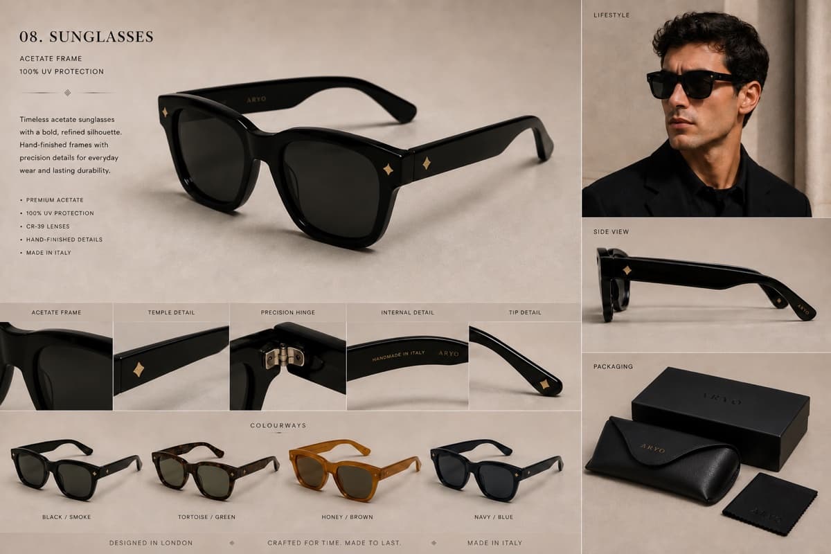 Acetate Sunglasses in Black / Smoke