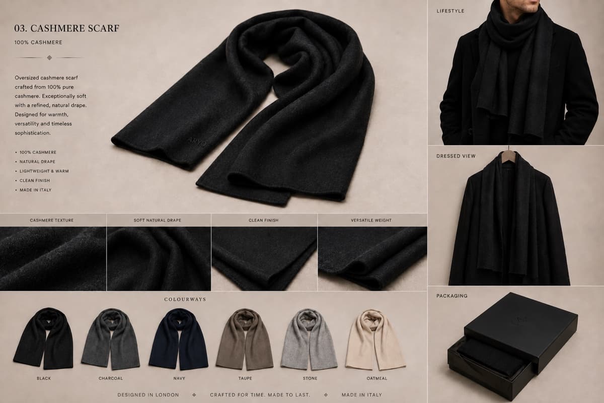 Cashmere Scarf in Noir