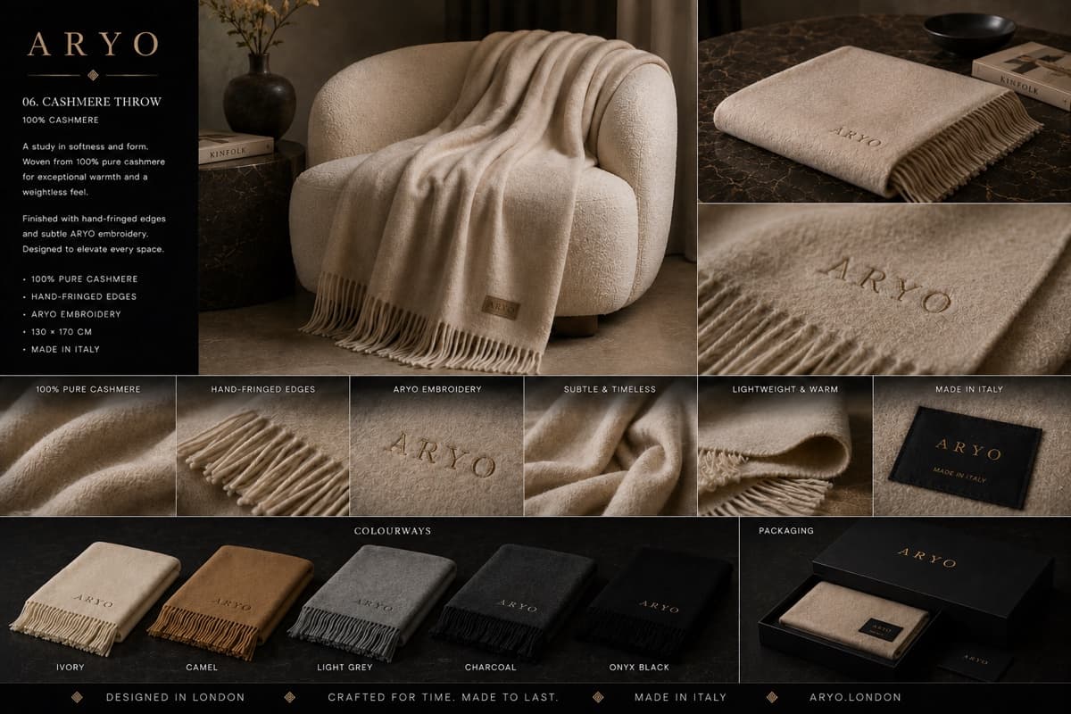 Cashmere Throw in Ivory