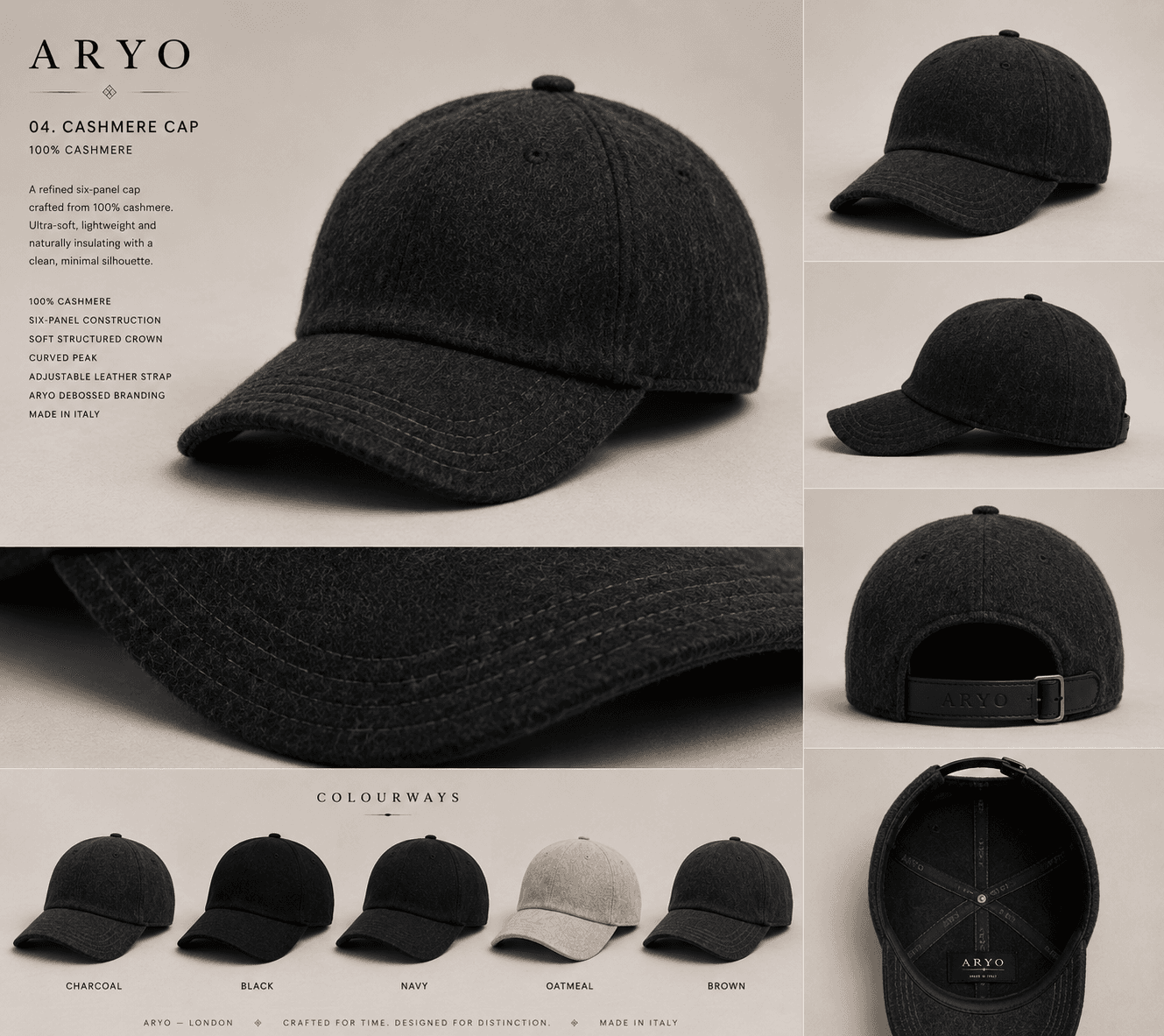 ARYO development reference board for Cashmere Baseball Cap