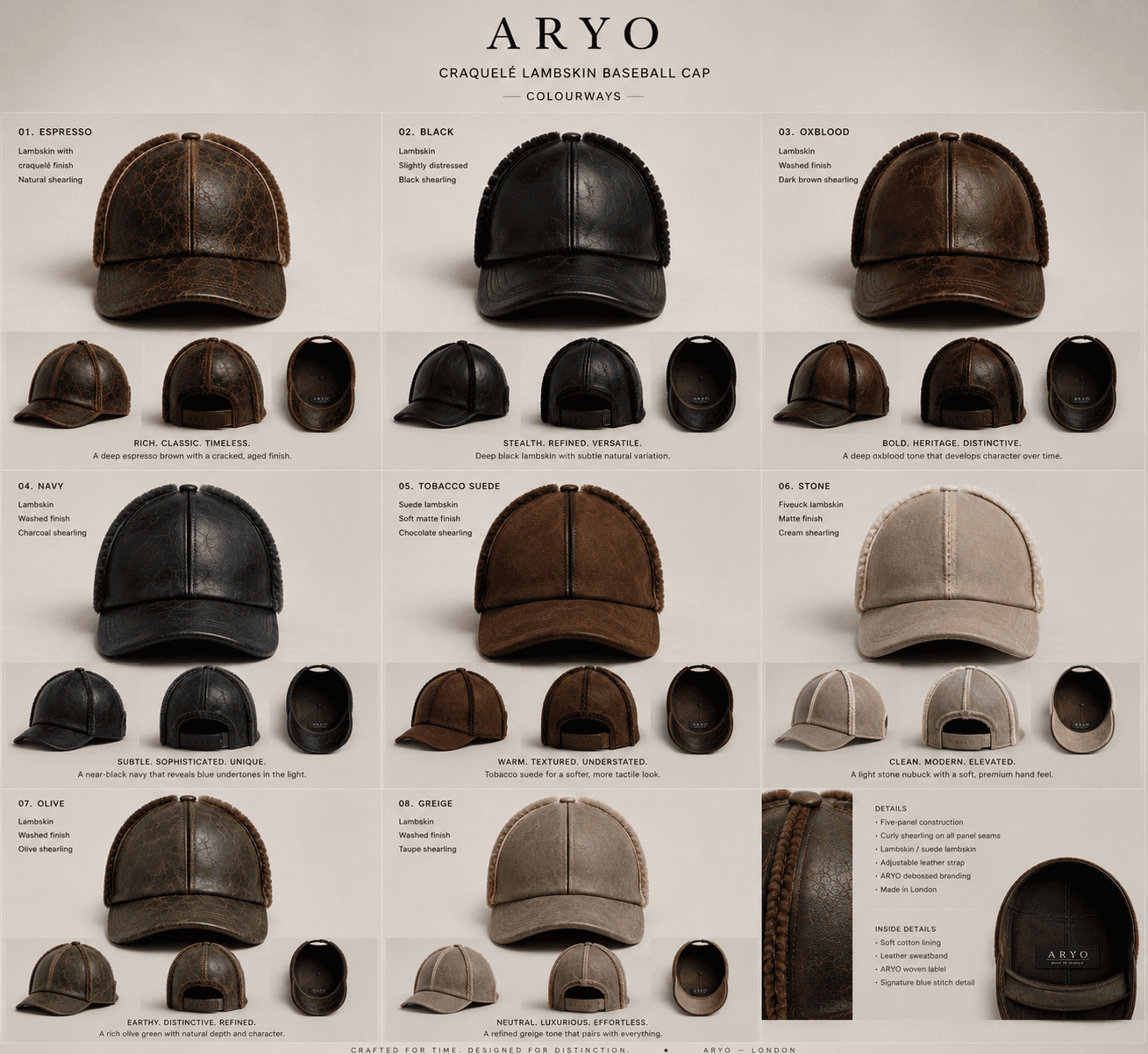 ARYO development reference board for Craquelé Lambskin Baseball Cap