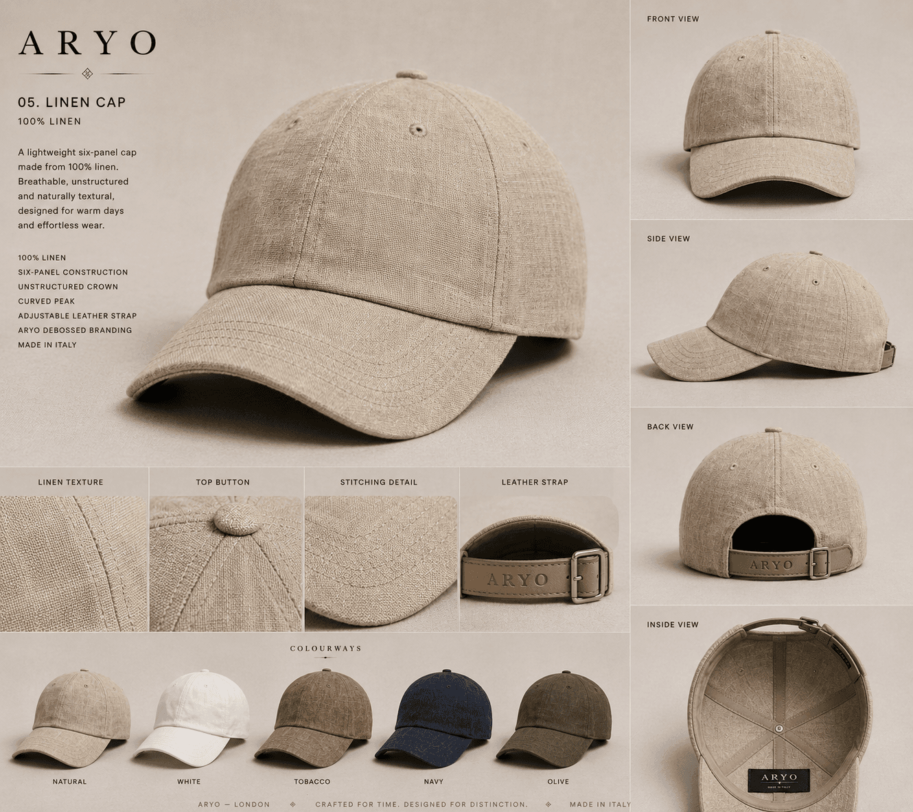 ARYO development reference board for Linen Baseball Cap
