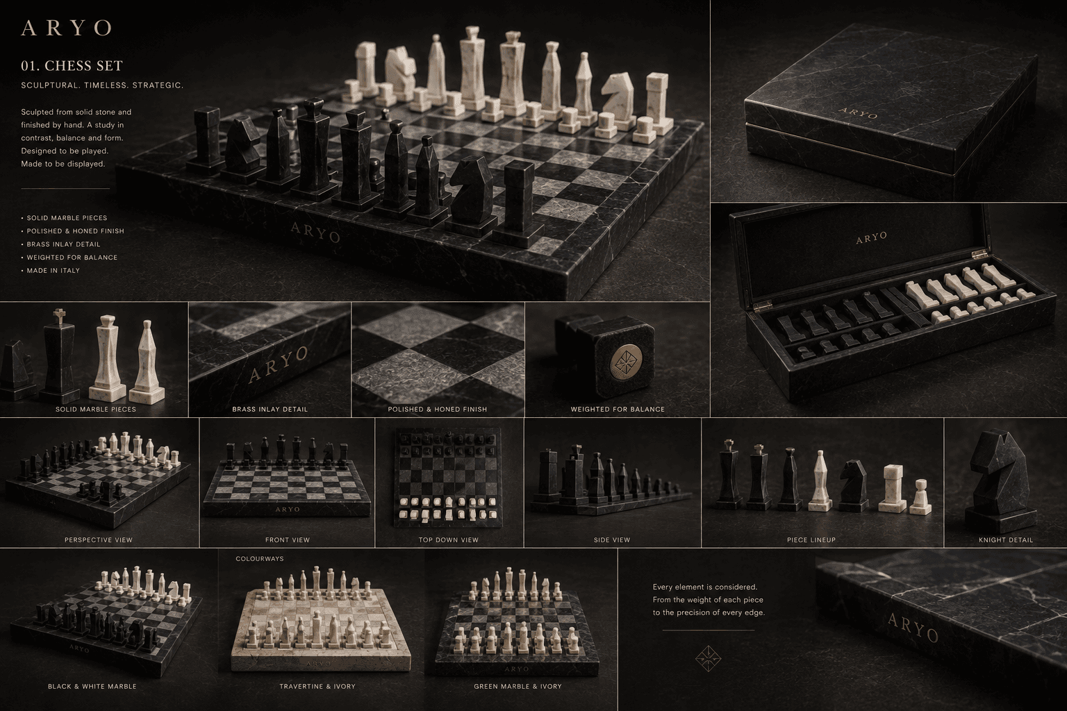 ARYO development reference board for Marble Chess Set