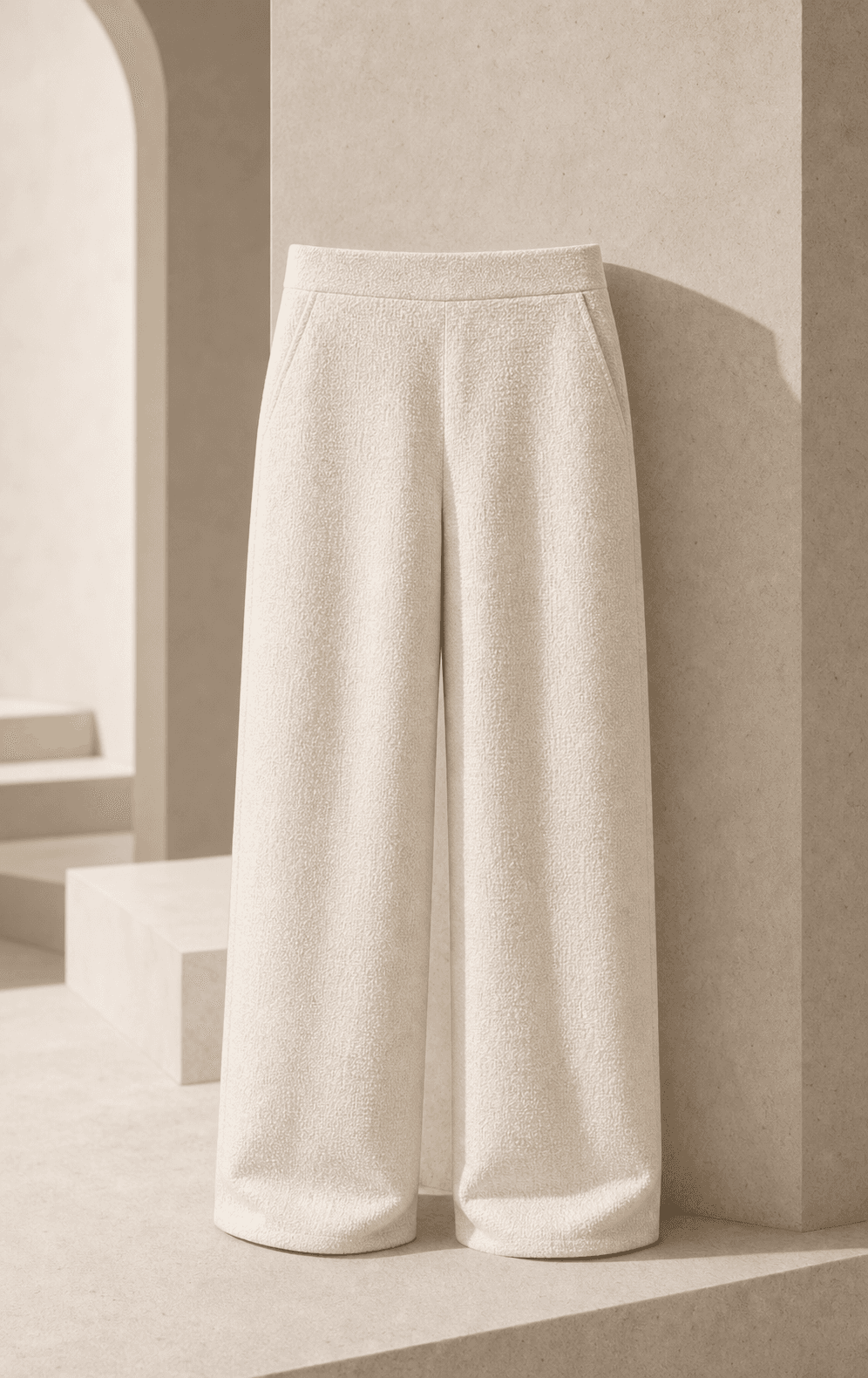 Front view of the Ivory Essential Trouser
